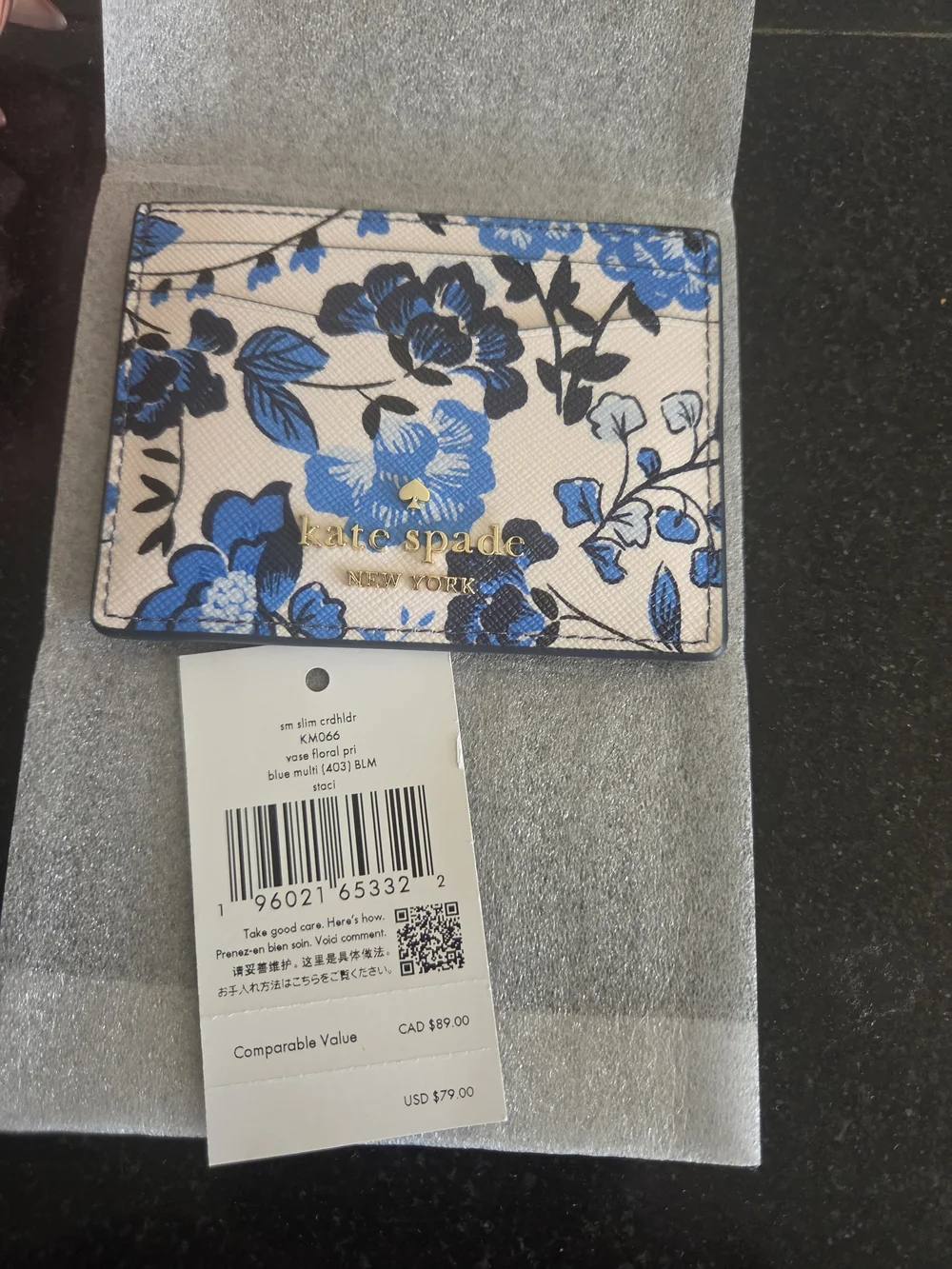 kate spade New York Blue Floral Card Holder